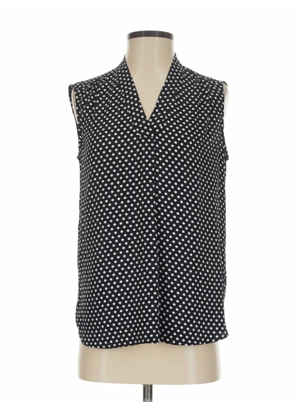 Jones New York Twist Neck Polka Dot Sleeveless Top